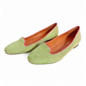Via Spiga Woven Fabric Slip On Loafer Flats Neon Green / Pink Size Leather Lined